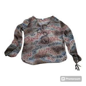 💕Vintage vixen sheer leopard print blouse Womens‎ Size L Fall
